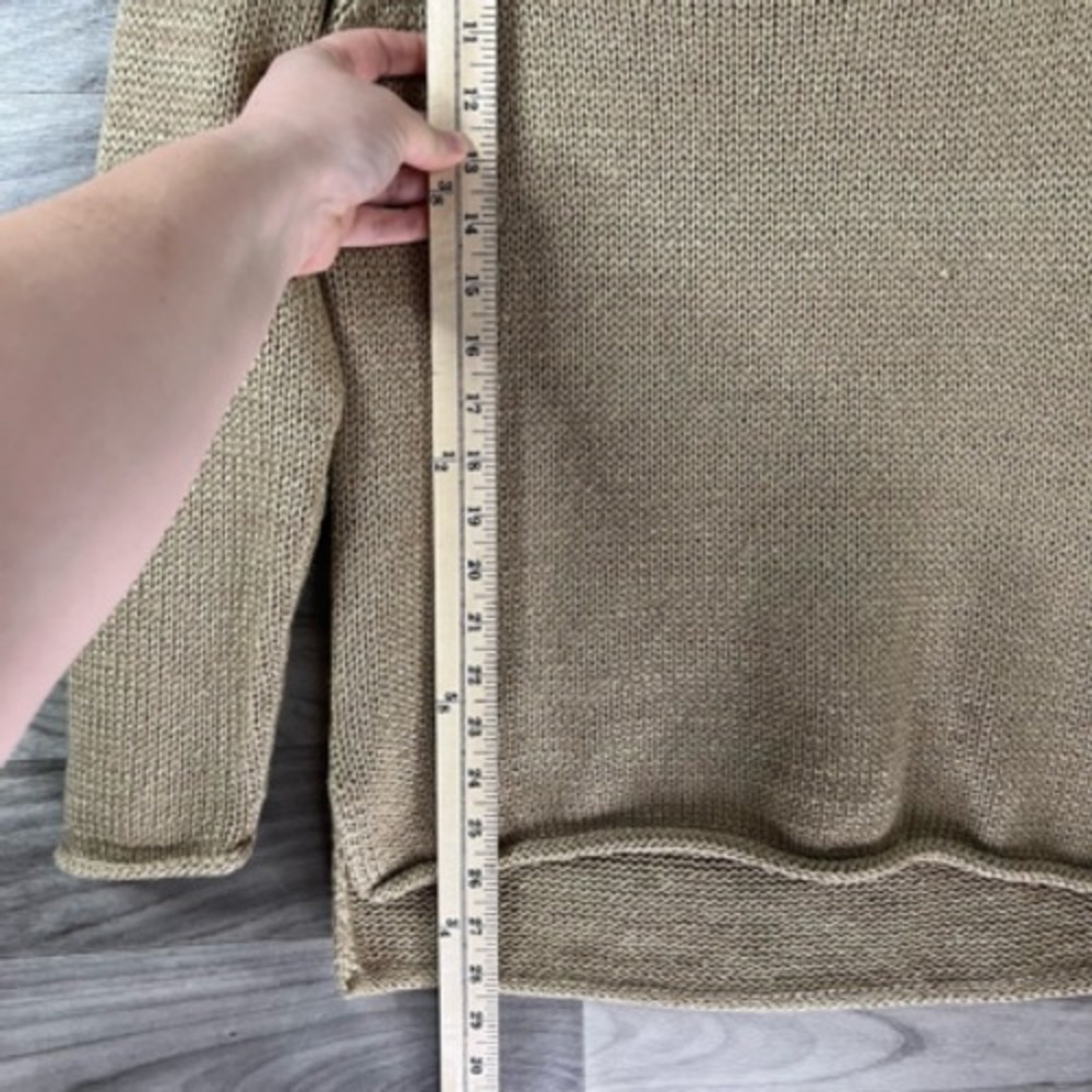 Retrod Womens Pullover Sweater Beige Long Sleeve V Neck Tight Knit Slit S - Picture 10 of 12